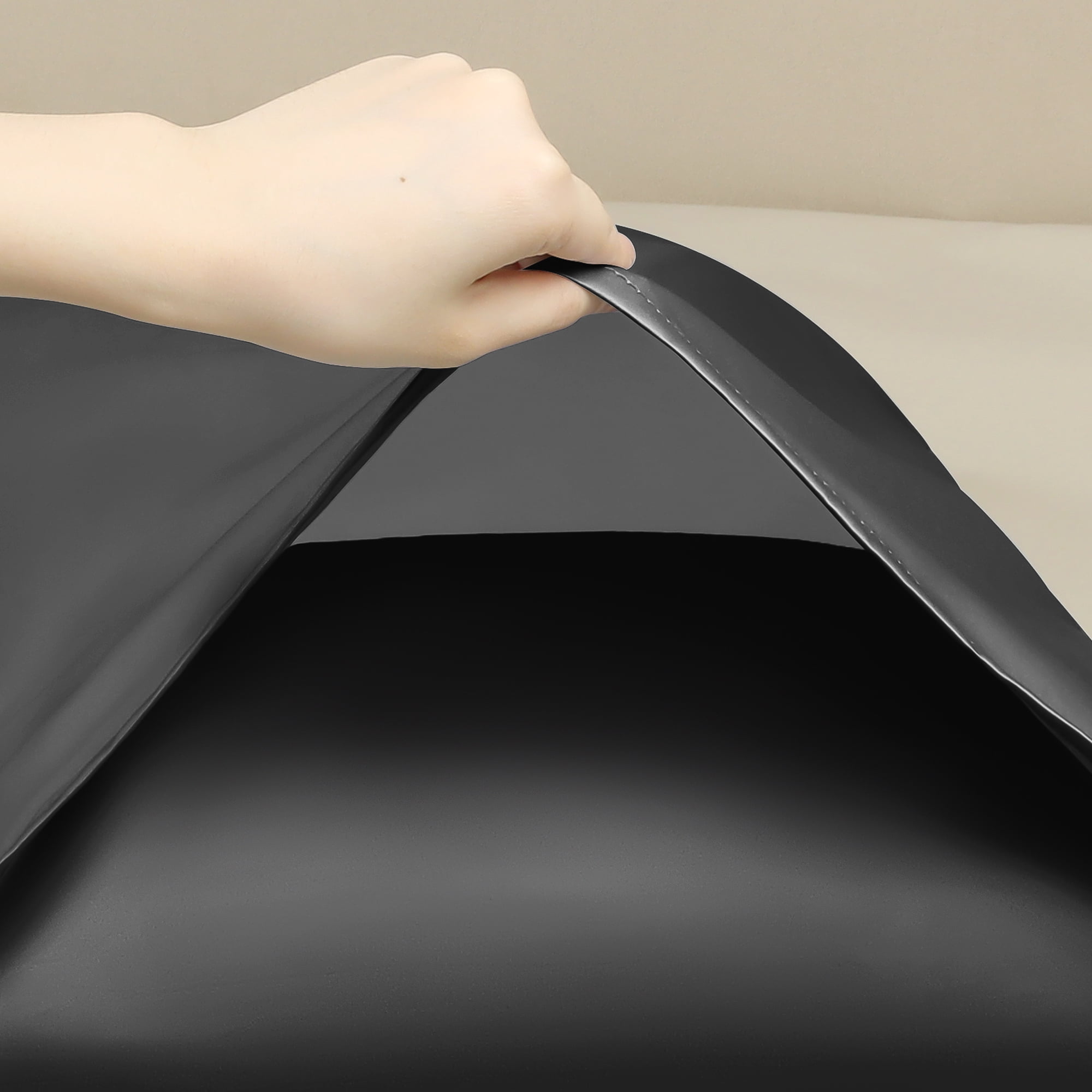 Unique Bargains Satin Pillow Case Cooling Pillowcases with Envelope Closure Queen Black