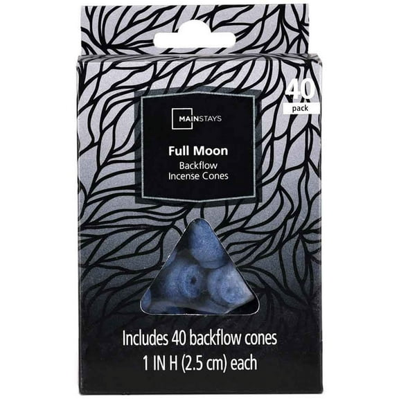Mainstays Backflow Incense Cones, Full Moon Fragrance (Black), 40 Pack