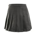 thumbnail image 1 of KOMOO Women High Waisted Pleated Skater Teen Girls A-line Short Mini Skirt Tennis School Skirt Uniform with Lining Shorts, 1 of 8