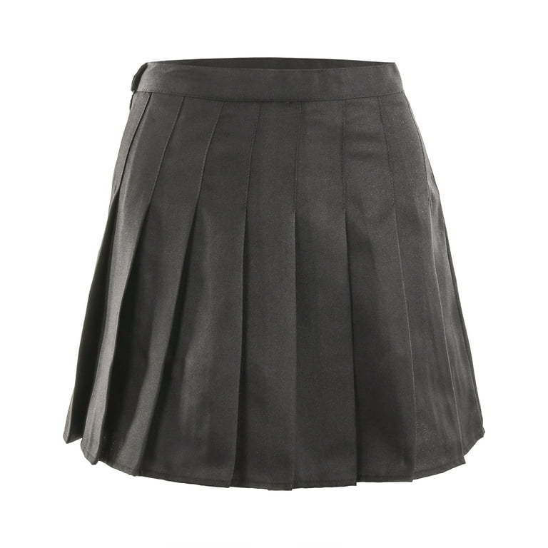 Casual Women Solid Color High Waist Flared Pleated A Line Mini