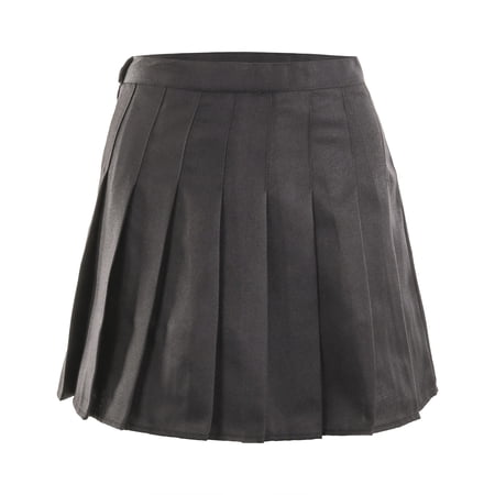 KOMOO Women High Waisted Pleated Skater Teen Girls A-line Short Mini Skirt Tennis School Skirt Uniform with Lining Shorts