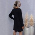 thumbnail image 3 of Vestido De Suéter De Punto Con Botones, Cómodo Mini Vestido Suelto Informal Con Cuello En V De Color Sólido Transpirable Con Bolsillos Laterales Para Citas ANGGREK Otros, 3 of 7