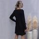 thumbnail image 3 of Vestido de manga larga con botones, sencillo, agradable a la piel, suave, cuello en V, casual, suelto, mini vestido, transpirable, elegante para citas ANGGREK BF1711, 3 of 7
