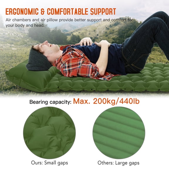 Mattress Camping Sleeping Pad With Pillow Built-in Pump Inflatable Sleeping Mat Waterproof Camping Air Mattress For Backpacking Hiking Tent Traveling
