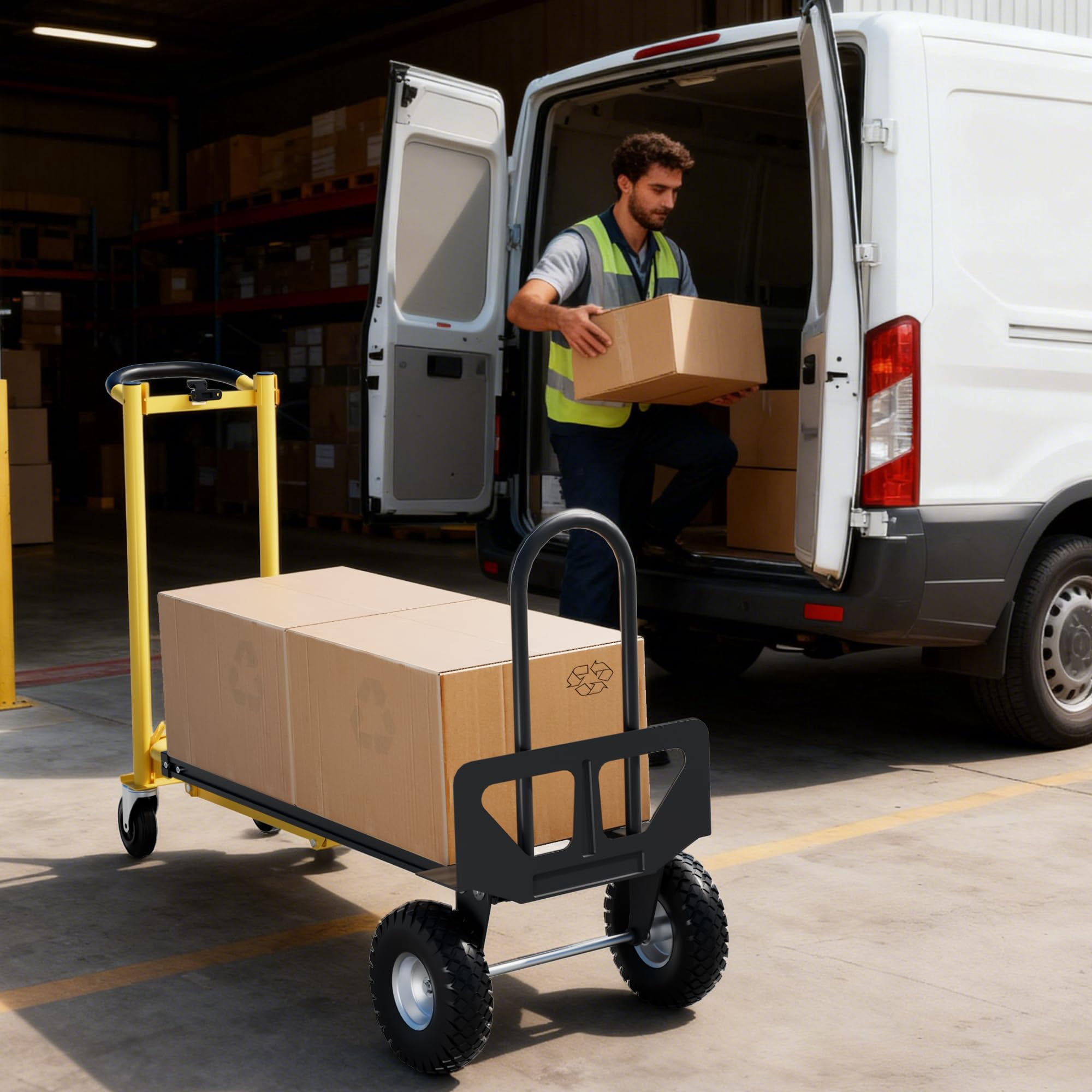 Huisuilinss Folding Hand Truck,3 in 1 Convertible Hand Truck Dolly,Utility Cart Platform Cart,Aluminum Moving Dolly With Wheels For Moving Warehouse Transport Appliance Delivery Travel,1PCS