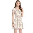 thumbnail image 1 of INSPIRE CHIC Women's Floral Lace-up Chiffon Dress, 1 of 5