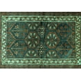 thumbnail image 1 of Ahgly Company Machine Washable Indoor Rectangle Persian Turquoise Blue Traditional Area Rugs, 2' x 3', 1 of 4