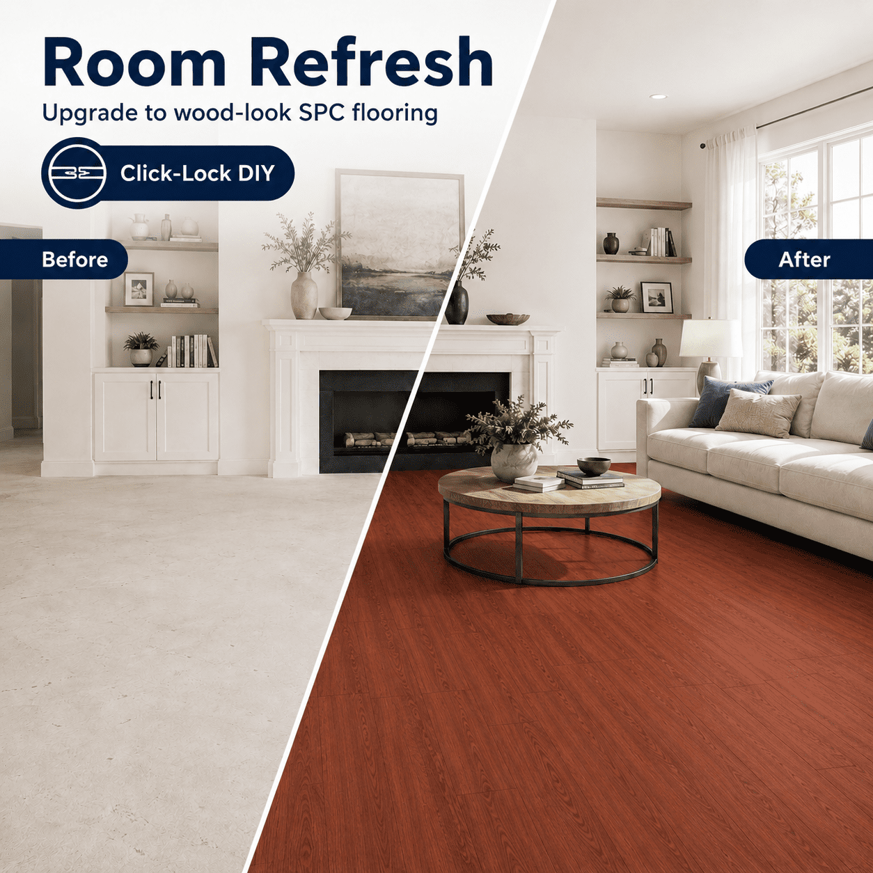 Yeslife 24-Piece Interlocking Luxury Vinyl Flooring Tile, 23.98 x 5.98 in., Coffee Oak SPC Rigid Core, 23.9 sq. ft.