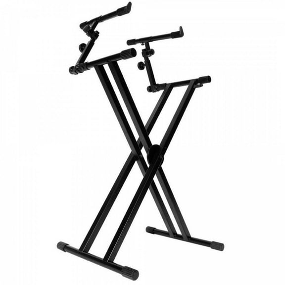 On-Stage KS7292 Double-X Ergo Lok Keyboard Stand with 2nd Tier,Black