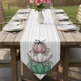 thumbnail image 6 of White Green Pumpkins Fall Table Runner Linen Burlap Table Runner 72 Inches Long Thanksgiving Wooden Botanical Dresser Scarves for Kitchen Island Coffee Dining Room Party Holiday Decoration 16"x72", 6 of 8