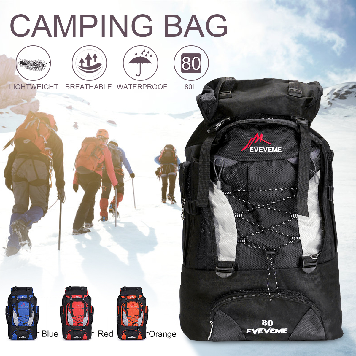 Extra Large XXL Travel Hiking Camping Rucksack Backpack Waterproof Sport Outdoor