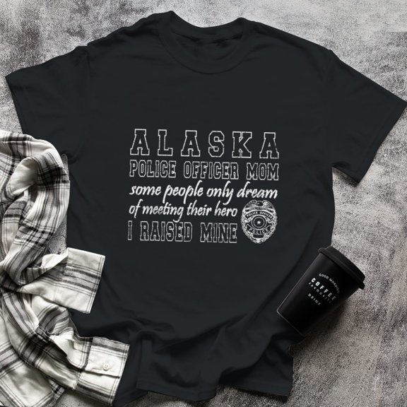 Alaska Police Mom T Proud Police Mom Gifts, Small, Black