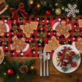thumbnail image 3 of Gingerbread Man Table Runner Christmas Plaid Gingerbread House Table Runners Seasonal Kitchen Dining Table Decoration for Winter Home Party Banquet Decor 13x36 Inch, 3 of 4