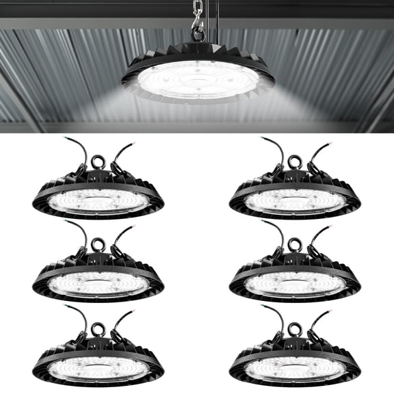 Sunco 6 Pack UFO LED High Bay Light, 150W, 5000K, 21000LM, Dimmable