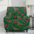 thumbnail image 2 of Renewold Christmas Tree Bow Green Recliner Cover Anti-Slip Recliner Protector 4 Pieces Stretch Reclining Couch Cover Polyester Spandex Furniture Protector for Living Room Christmas Decor, 2 of 8
