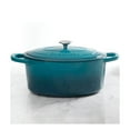 thumbnail image 2 of Crock-Pot 7 Quart Oval Enamel Cast Iron Covered Dutch Oven Slow Cooker, Teal, 2 of 5
