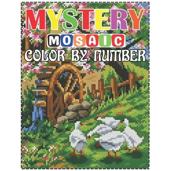 Mystery Mosaic Color By Number: Large Print landscape Adult Coloring Book Intricate Pixel Color By Number (Paperback)
