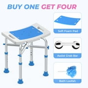 KEKOY Shower Chair for Elderly, 500lb Adjustable Height Bath Seat with Tool-Free Assembly, Anti-Slip FSA/HSA Eligible Shower Stool for Smaller Bathtub & Bathroom, Ideal for Seniors and Disabled Adult
