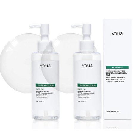 2X Anua Heartleaf Pore Cleansing Oil MILD, Sensitive Skin Face Wash, Oil Cleanser for Face, Makeup Blackhead Remover, Korean Skin Care, Non-Comedogenic, Fragrance Free 6.76 fl oz(200ml)