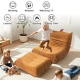 thumbnail image 4 of Evita Teddy Fabric Orange Bean Bag Chair with Ottoman, Memory Foam Lounge Chair for Adults, Ergonomic Floor Seating Sofa for Living Room or Bedroom, 4 of 8