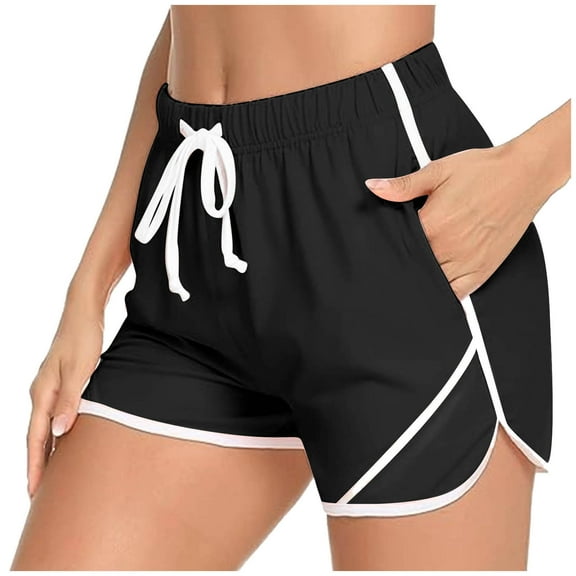PFRNLF Athletic Shorts for Women Summer Running Color Block Drawstring Dolphin Shorts with Pockets