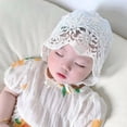 thumbnail image 3 of Wxirdiow Baby Girl Sun Hats Baby Girl Lace Muslin Bonnet Infant Soft Double Layer Sun Hat Lace Embroidery Floral Cap with Chin Strap White Size,3-15 Months, 3 of 8