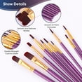 thumbnail image 5 of FOAUUH Paint Brushes Set, 20 Pcs Paint Brushes for Acrylic Painting, Oil Watercolor Acrylic Paint Brush, Artist Paintbrushes for Body Face Rock Canvas, Kids Adult Drawing Arts Crafts Supplies, Purple, 5 of 6