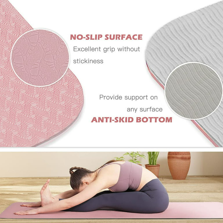 UMINEUX Extra Wide Yoga Mat 1/4 Thickness TPE Yoga Mats Non Slip, Pink 