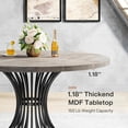 thumbnail image 6 of 47 Inch Round Dining Table For 4-6 People Industrial Kitchen Table With Thickened Tabletop Sturdy Metal Base Modern Dining Room Table For Home Office Meeting (Grey), 6 of 7