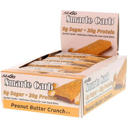 NuGo Nutrition Smarte Carb Bar Peanut Butter Crunch 12 Bars 1.76 oz (50 g) Each Pack of 4