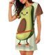 thumbnail image 2 of Fotbe Cute Avocado Doing Exercise Bata de Dormir para Mujer con Estampado, Camisón de Algodón de Manga Corta, Ropa de Dormir Casual, 2 of 6