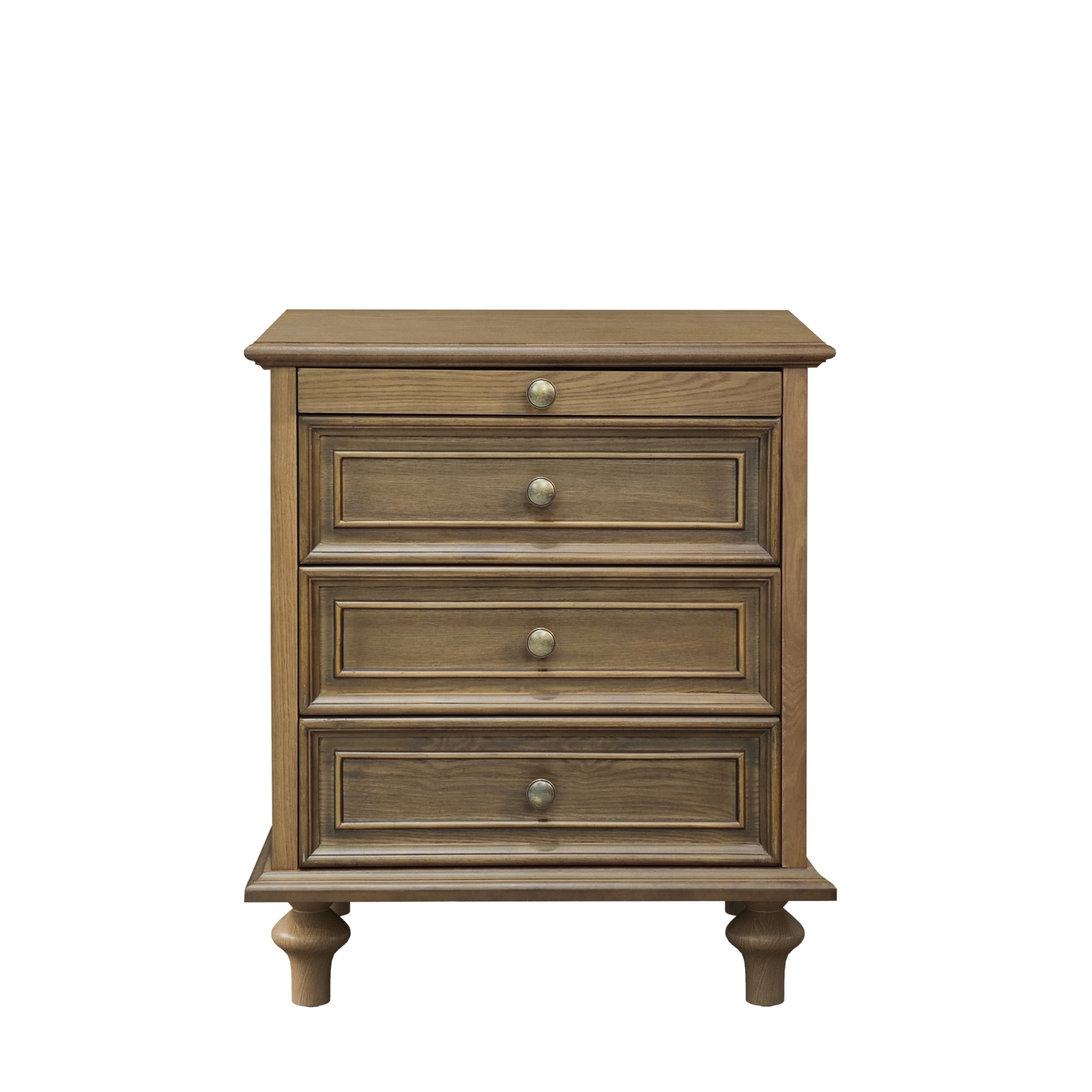 Farmhouse Nightstands Set of 2 with 4 Drawer,Wood Storage End Table with Hidden Pull-Out Shelf, Large Side Table with 4 Solid Wood Feet and Metal Handle,Easy Assembly,Light Brown
