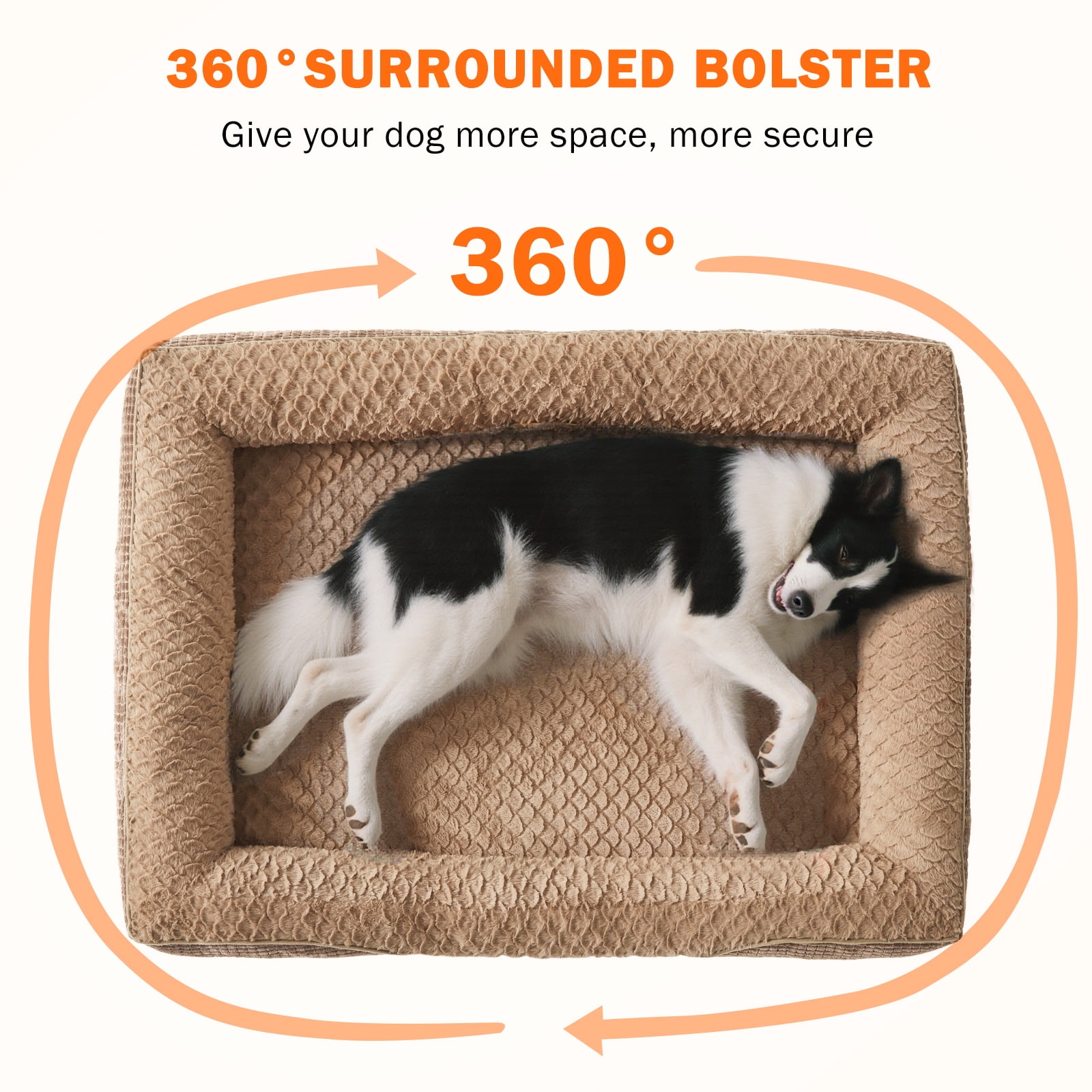 XL Orthopedic Dog Beds for Large Dogs, Washable Egg-crate Memory Foam Dog Couch Bed with Removable Cover, Waterproof Lining and Nonskid Bottom, Brown, 42in