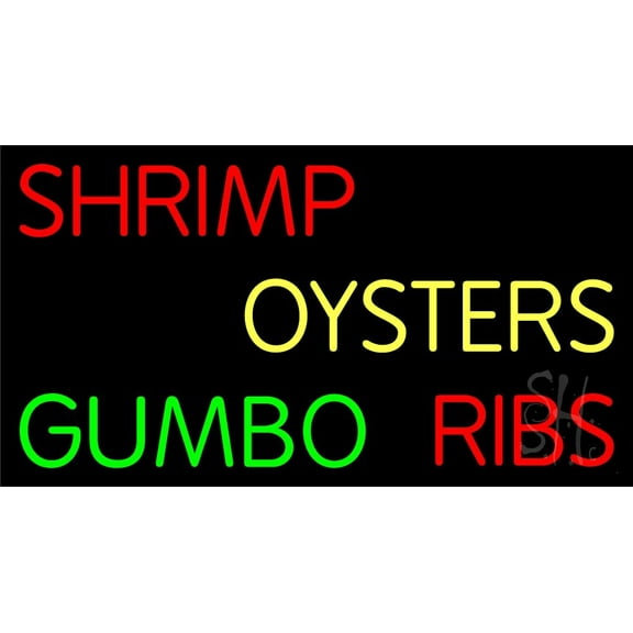 Red Shrimp Block 2 LED Neon Sign 13" Tall x 24" Wide - inches Black Square Cut Acrylic Backing, with Dimmer - Premium built indoor Sign for Club, Home décor, Event, Workshop, Storefront.
