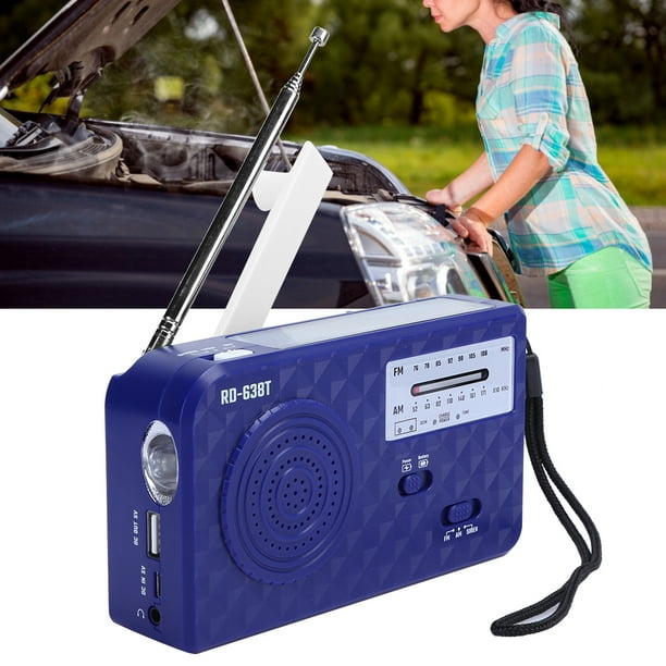 Radio De Emergencia, Radio De Manivela De Mano De Energía Solar, Radio FM AM Portátil, Radio De Manivela De Mano Solar Multifunción, Batería De 500 MAh, Con Linterna, 3 X AAA