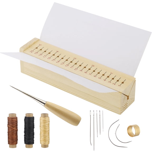 Sturdy Wooden Bookbinding Cradle Kit with easy Precise Punching Guide, Stable Base & Integrated Storage, for creative DIY Handcrafts, Personalized Books & Journals