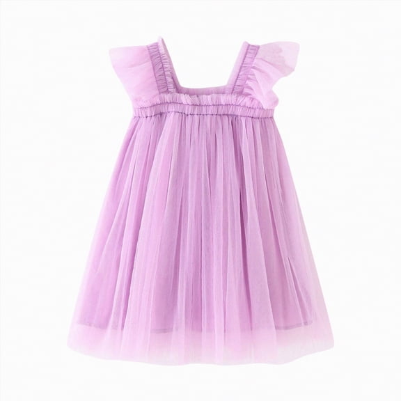Larisalt Girls Dresses Layered Tulle Ruffle Sleeveless Dress Toddler Baby Girl Summer Clothes Age 1-6Y