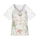 thumbnail image 3 of Camiseta de manga corta Gibobby con estampado flores y Cuello en V encaje floral para Mujer Bl(Verde,M), 3 of 5