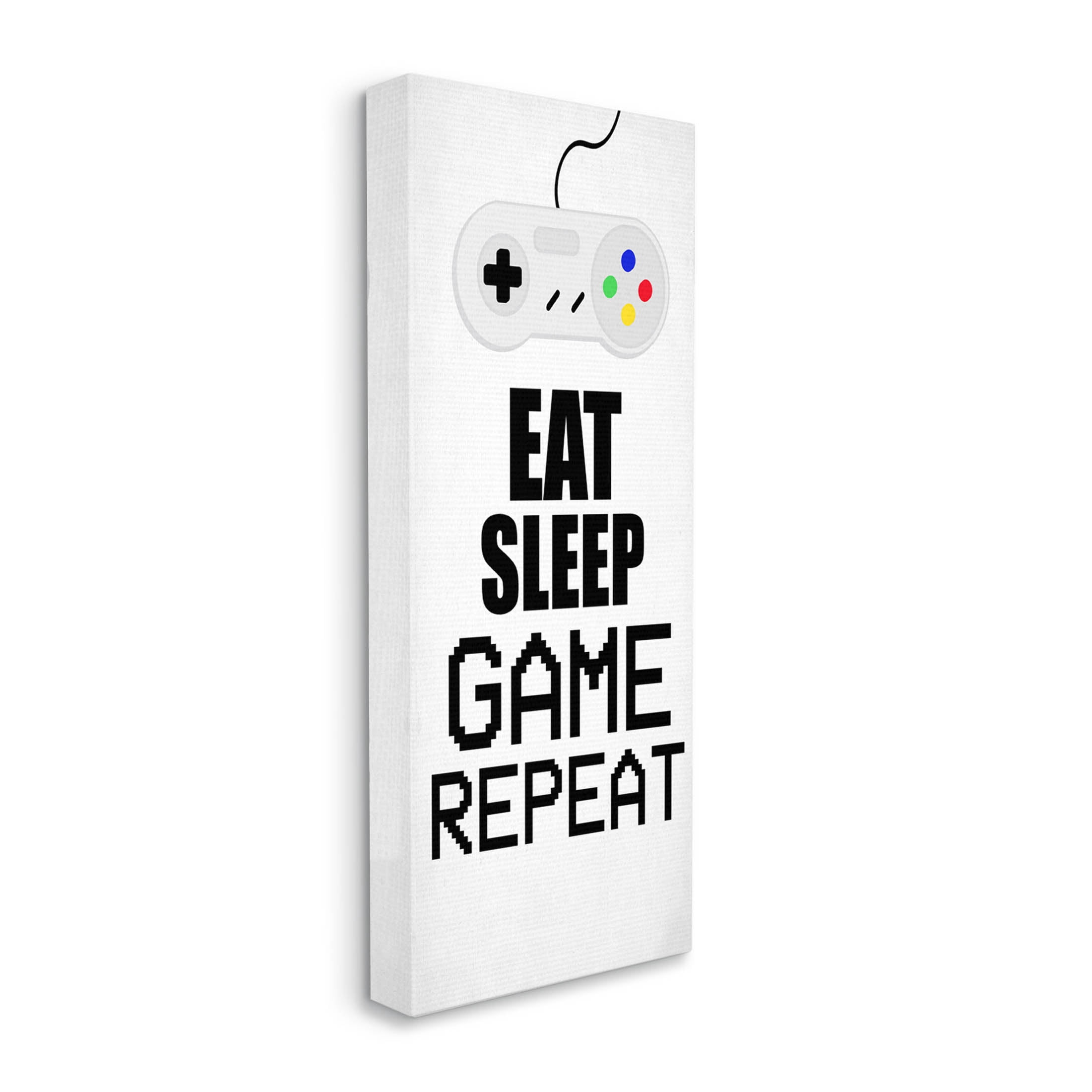 Stupell Industries Eat Sleep Game Repeat Controller Graphic Art Gallery Wrapped Canvas Print Wall Art, Design by Kim Allen
