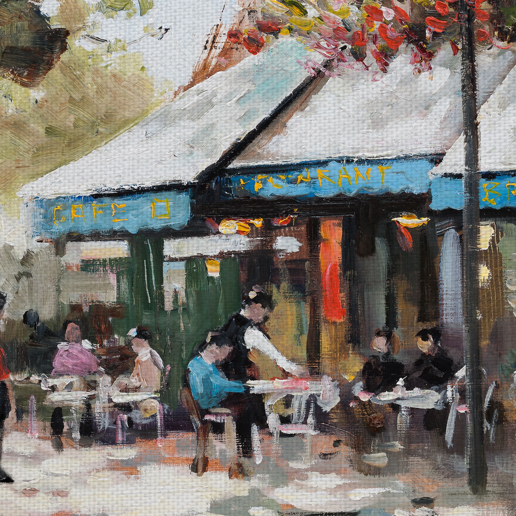 Fine Art Canvas Paris Teal II Cafe by E. Anthony Orme Canvas Art Print