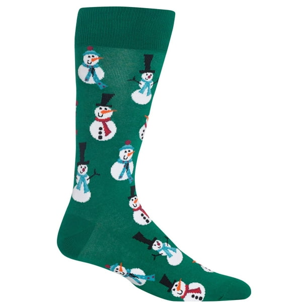 Hot Sox - Hot Sox Mens Snowmen Crew Socks, Mens Shoe Size 6-12.5, Green ...