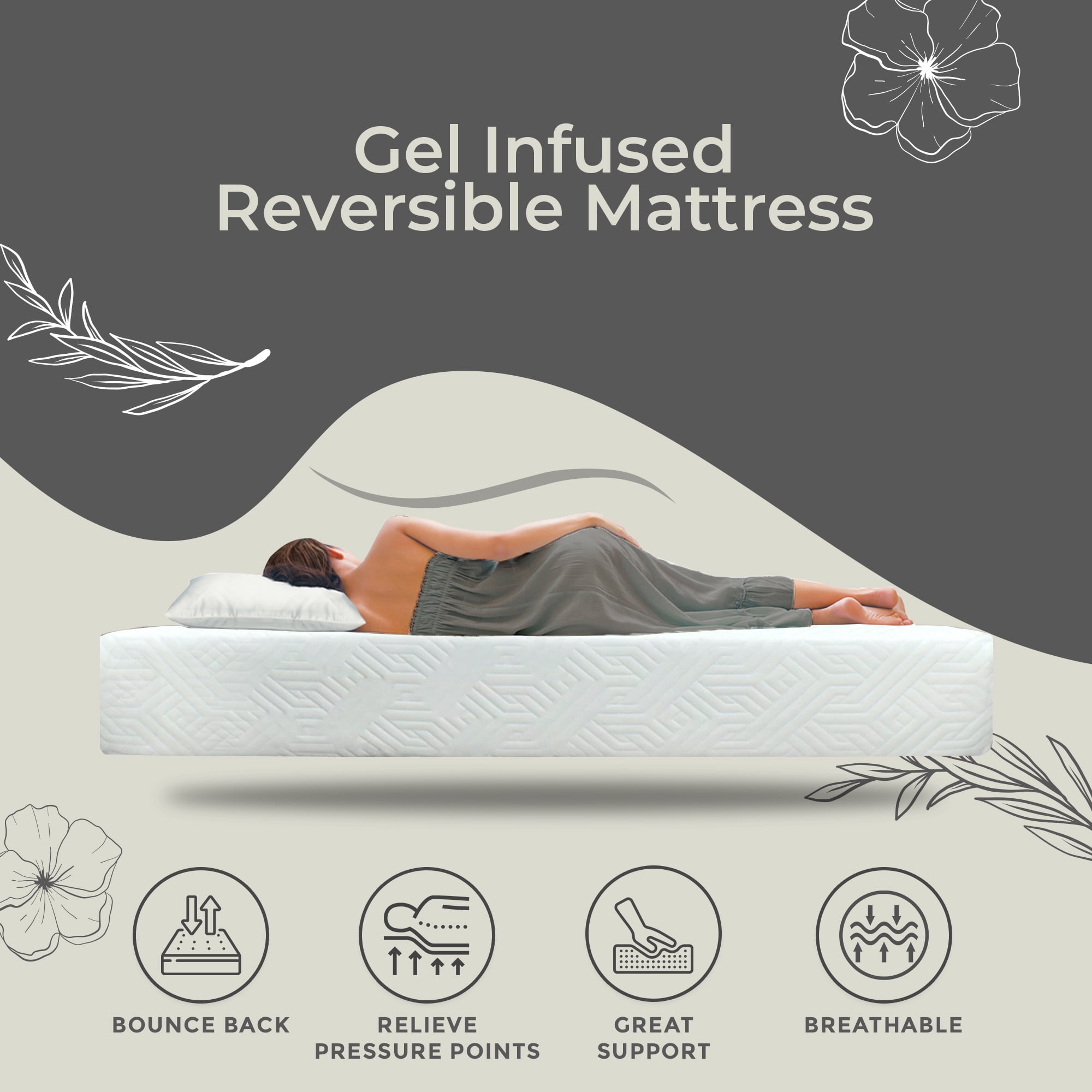 ViscoLogic Supreme 9" Twin Tight Top Firm Comfort Cooler Sleep Breathable Foam Mattress in a Box