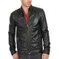thumbnail image 2 of Men's Genuine Lambskin Leather Jacket Slim fit Motorcycle jacket A060, 2 of 4