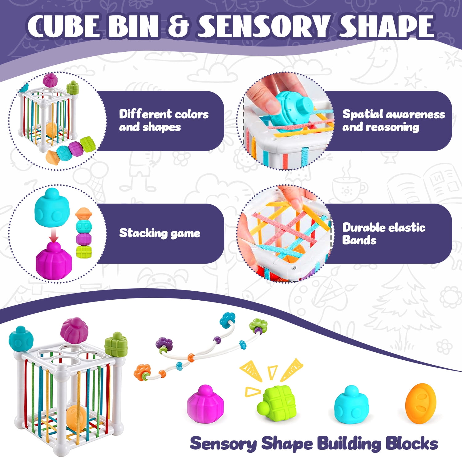 Caunedy 6 in 1 Montessori Toys for Baby 6-12 Months and Infant Toy for 1-3 Year Old.Early Learning Toys Set,First Baby Gift Set for Girl Boy