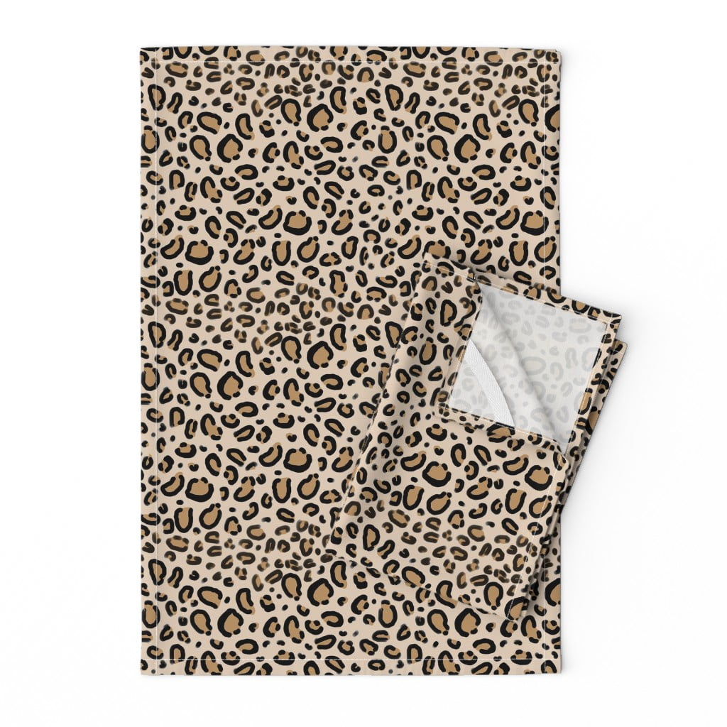 Animal Leopard Cheetah Safari Linen Cotton Tea Towels by Roostery Set ...