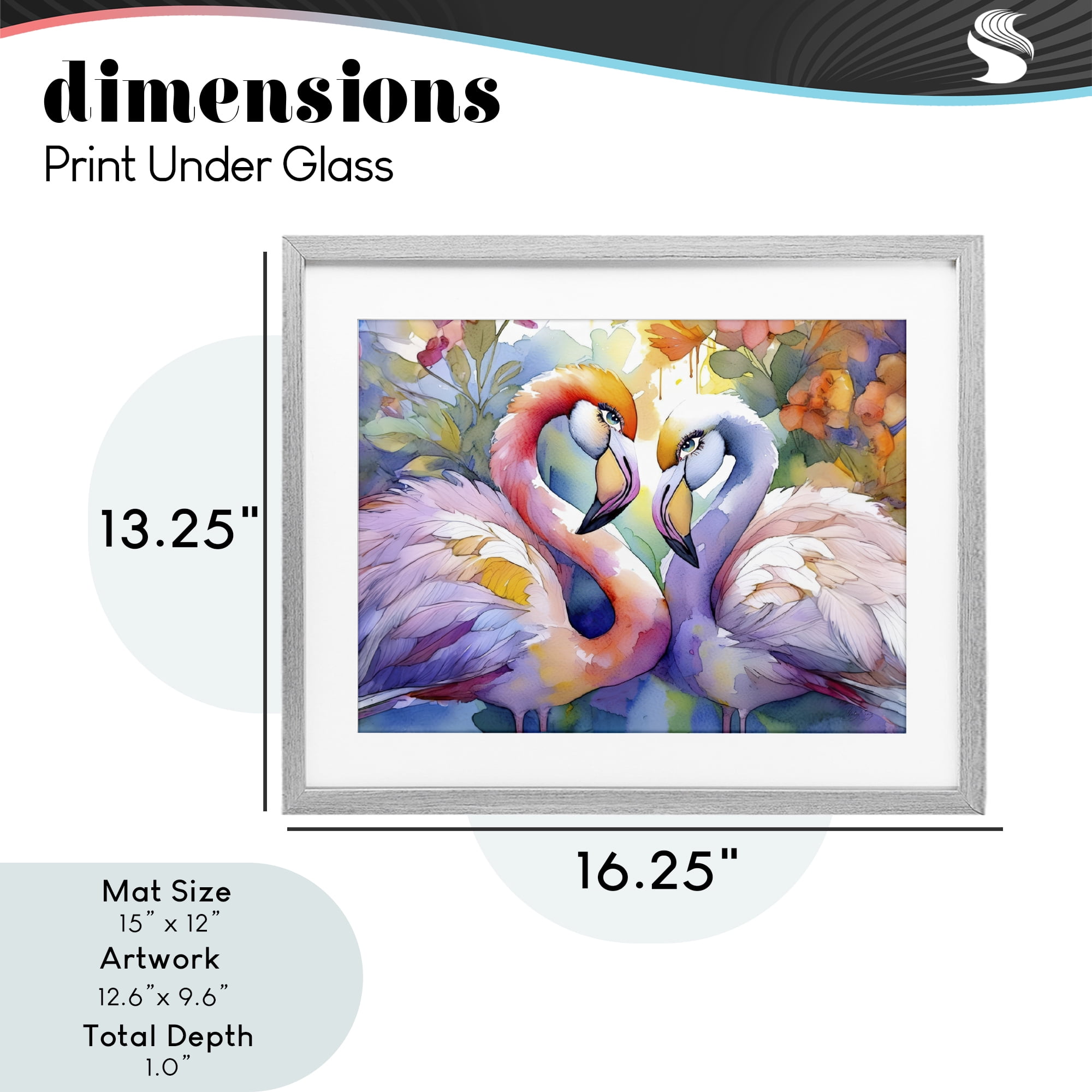 Stupell Industries Flamingo Love Pair Gray Framed Print Under Glass, design by Shelly Craig