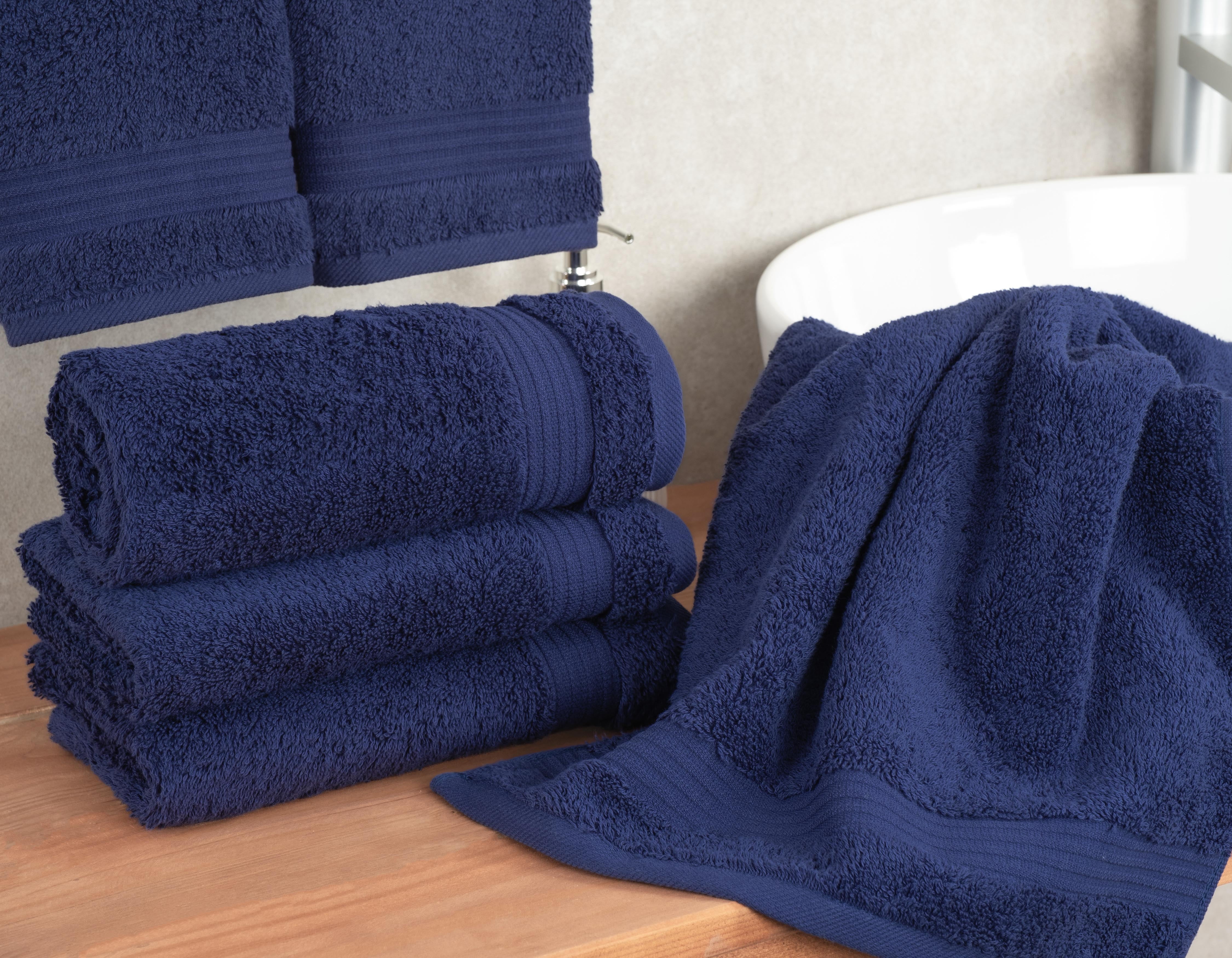 Cotton Paradise 100% Cotton Turkish 4 Piece Hand Towel Set, Soft Absorbent Face Towels Clearance Set, Navy Blue