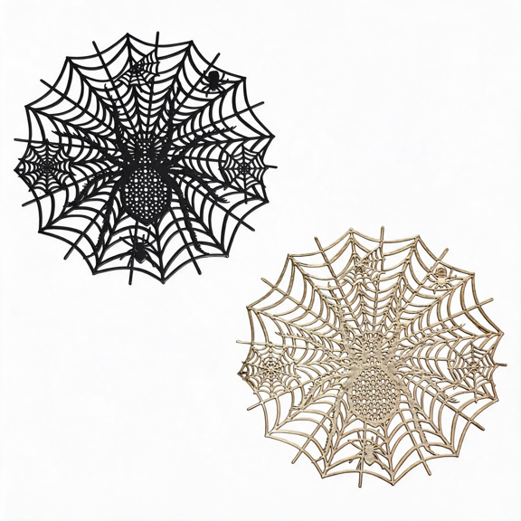 Kdkad 15 In Halloween Placemats, Non-slip Spidre Web Place Mats for Halloween Decorations, Waterproof Heatproof Table Mat for Halloween Party Diner Kitchen Decor, Spooky Decorative Table Centerpieces