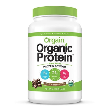 Roll over image to zoom in Orgain Organic Plant Based Protein Powder, Creamy Chocolate Fudge - Vegan, Low Net Carbs, Non Dairy, Gluten Free, Lactose Free, No Sugar Added, Soy Free, Kosher, Non-GMO, 2