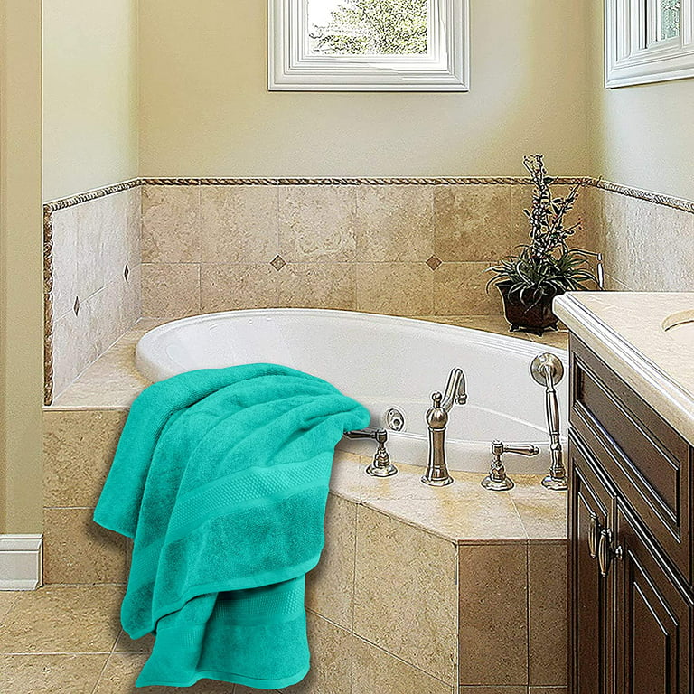 8-Piece Bath Towel Set, 100% Cotton & 600 GSM Bathroom Towels, 2 Bath Towels,  2 Hand Towels & 4 Wash Cloths, High Quality Plush Spa Towels by DSARD -  Aqua 
